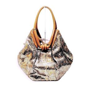 Auth Jimmy Choo Sequins Over Multicolor Python Print Diego Pac Hobo Bag